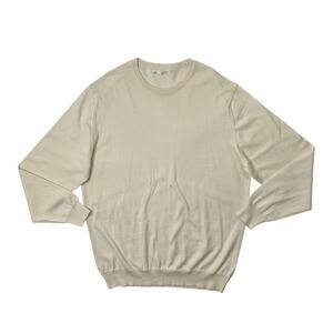 Bresciani Sweater Mens XL Extra Large Cream Wool Blend Crew Pullover Made Italy